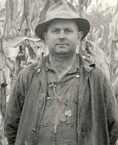 Working in corn field preparing for harvest.