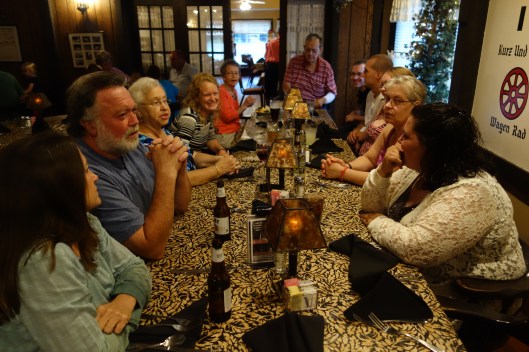 Part of the Burger Clan (but only 15 of 115 descendents of my Mother and Father); at the Schnitzelbank Restaurant in Jasper, IN