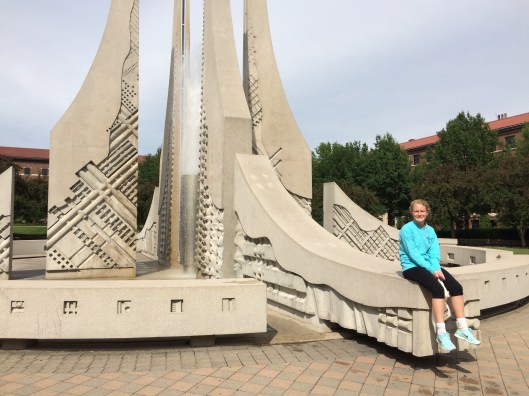 The fountain at the Purdue Engineering Quad