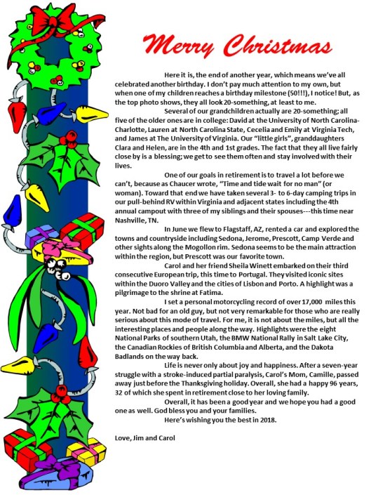 Christmas Letter 2017 Text